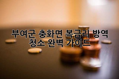 부여군 충화면 복금리 방역 청소 완벽 가이드