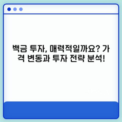 백금의 모든 것: 투자 가치부터 활용까지 완벽 가이드