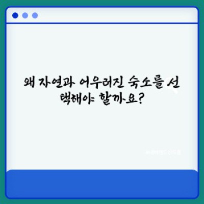 힐링과 휴식, 자연 속 숨은 보석! 당신에게 딱 맞는 자연과 어우러진 숙소 추천