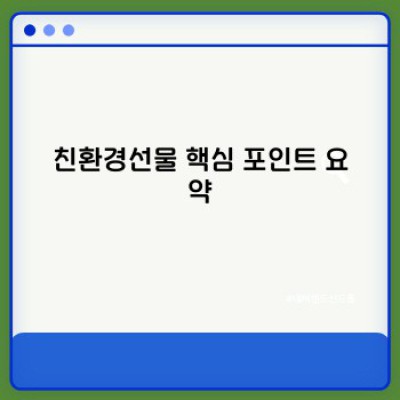 친환경선물 고르는 방법: 지속가능한 선택, 의미있는 선물